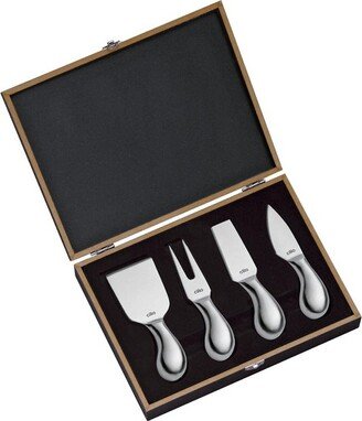 Piave, Cheese Knife Set w/ wooden storage box, 5, Stainless steel