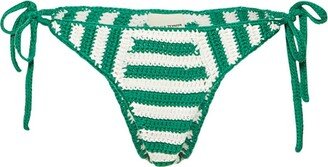 Striped cotton crochet bikini bottom