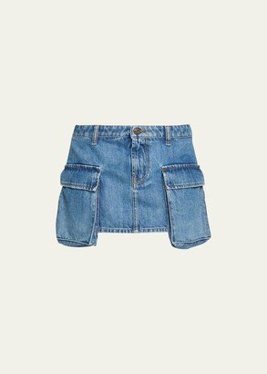 Celine Low-Rise Denim Cargo Skirt