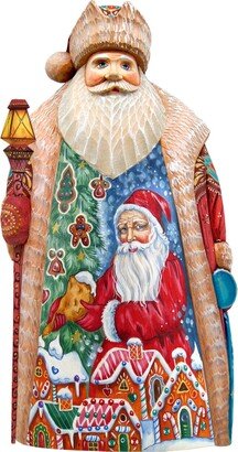 G.DeBrekht Woodcarved Gilding Light Santa Figurine