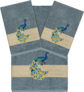 Linum Home Textiles Turkish Cotton Penelope Embellished Towel Set, 3 Piece