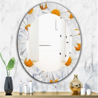 Designart 'Daisy Hearts Close' Printed Traditional Frameless Oval or Round Wall Mirror - Gold