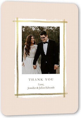 Wedding Thank You Cards: Glistening Gathering Thank You Card, Pink, Gold Foil, 5X7, Matte, Signature Smooth Cardstock, Rounded