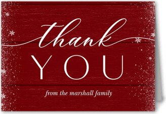 Thank You Cards: Snowy Winter Thank You Card, Red, 3X5, Matte, Folded Smooth Cardstock