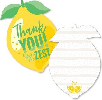 Big Dot Of Happiness So Fresh - Lemon - Citrus Lemonade Shaped Thank You Cards & Envelopes - 12 Ct