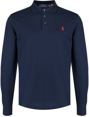 Long-Sleeve Stretch-Cotton Polo Shirt