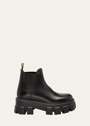 Monolith Leather Lug-Sole Chelsea Booties-AA