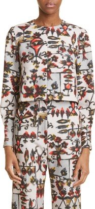 Ikat Print Lantern Sleeve Blouse