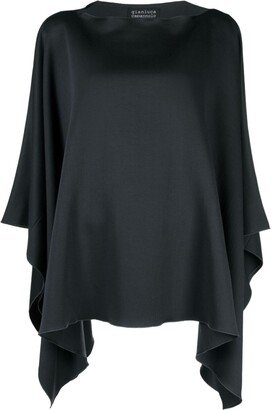 Boat-Neck Draped-Sleeve Blouse