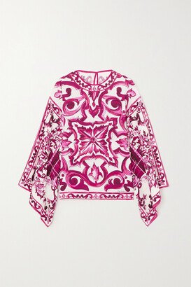 Printed Silk-blend Blouse - Pink