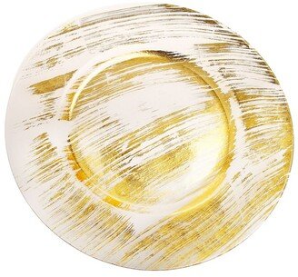 Brushed Glass Charger Plates, Set of 4 - Gold-Tone, Clear