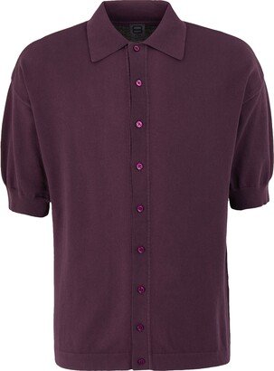 Cotton Oversize Knit S/sleeves Shirt Shirt Deep Purple