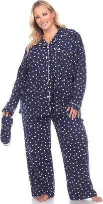 Women' Plu Size Three-Piece Pajama Set Blue 3X