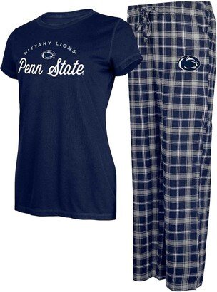Women's Concepts Sport Navy, Gray Penn State Nittany Lions Arctic T-shirt and Flannel Pants Sleep Set - Navy, Gray