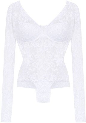 Long Sleeved Lace Bodysuit-AA