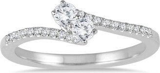 Monary 1/4 Carat TW Two Stone Diamond Ring in 10K White Gold (K-L Color, I2-I3 Clarity)