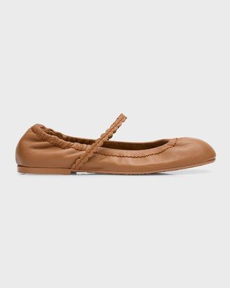 Kaddy Lambskin Mary Jane Ballerina Flats