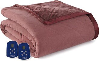 Shavel Home Products Micro Flannel Reverse To Ultra Velvet Electric Blanket-AA