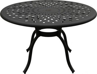 48 Modern Weave Design Mesh Aluminum Round Patio Dining Table Black - Oakland Living