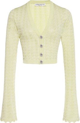 V-Neck Flared-Cuff Knitted Cardigan-AA