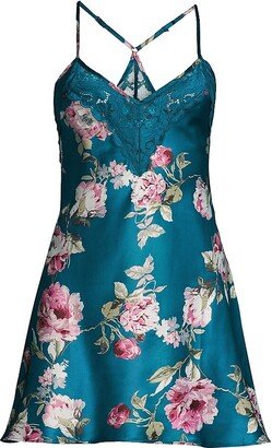 Breakfast At Tiffany's Floral-Print Matte Satin Chemise