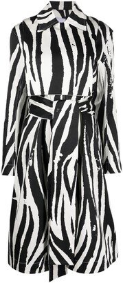 Zebra-Print Zip-Up Trench Coat