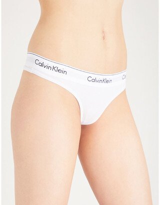 Womens White Modern tretch-cotton Thong