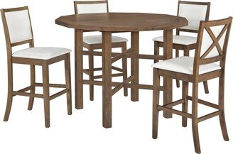 Sunmory Rustic Style 5-Piece Wood Dining Table Set Kitchen Table Set