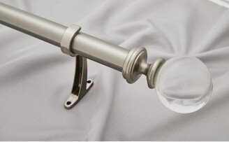 Deco Window 1 Inch Adjustable Silver Curtain Rod for Windows & Doors Curtains with Acrylic Ball Finials & Brackets Set