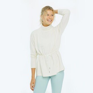 The Softest French Terry Cinched Waist Pullover - White Sand