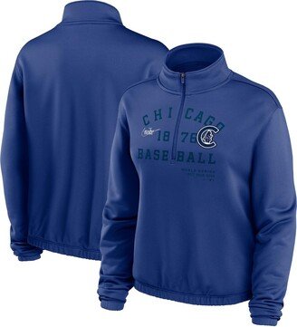 Women's Royal Chicago Cubs Rewind Splice Quarter-Zip Sweatshirt