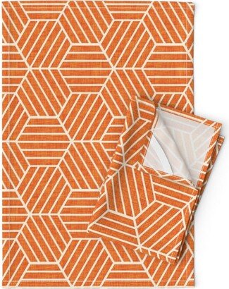 Geometric Mod Tea Towels | Set Of 2 - Geo Honeycomb By Bruxamagica Bold Abstract Minimalist Linen Cotton Spoonflower