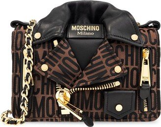 Logo Printed Chain Biker Crossbody Bag