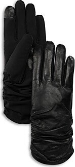 Ruched Leather Tech Gloves