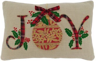 Saro Lifestyle Joy Holly and Ivy Decorative Pillow, 14 x 22