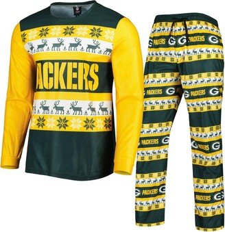 Men's Foco Green Green Bay Packers Team Ugly Pajama Set