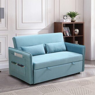 Modern Adjustable Pull Out Sofa Bed with Side Pockets and Pillow - 57.00