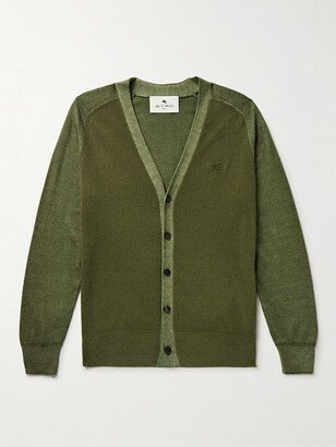 Slim-Fit Logo-Embroidered Colur-Block Virgin Wool Cardigan