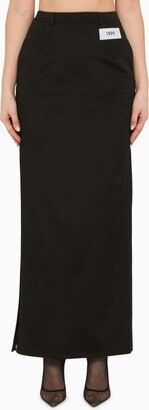 Black cady long skirt with slit