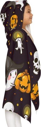 Cute Halloween Ghost & Pumpkins Youth Hooded Towel, Children's Bathroom Towel