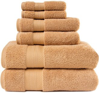 Turkish Highly Absorbent Solid 6Pc Ultra-Plush Turkish Cotton Towel Set-AL