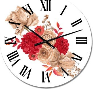 Designart 'Autumn Bouquet Of Fall Flowers And Leaves II' Traditional wall clock