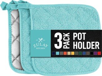 3-Pack Pot Holders for Kitchen Heat Resistant Cotton