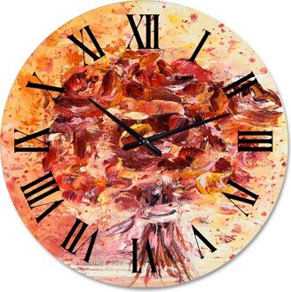 Designart 'Vintage Red Fresh Flowers Bouquet' Traditional wall clock