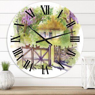 Designart 'Painting Of Rustic Cottage In The Woods' Traditional wall clock