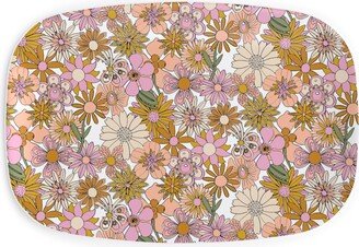 Serving Platters: Chelsea Vintage Floral Garden - Pink Serving Platter, Pink