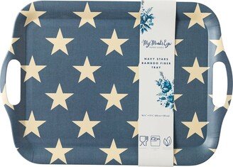 Navy Tray with Stars | Blue Serving - Decorative Bamboo 4Th Of July Table Decor