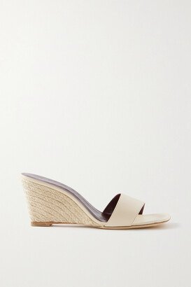 Billie Leather Espadrille Wedge Mules - Cream