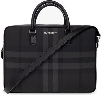 Check Pattern Logo Plaque Briefcase