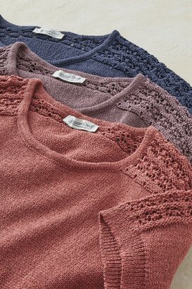 Women's Crocheted Slub Sweater - Canyon Rose - 2X - Plus Size